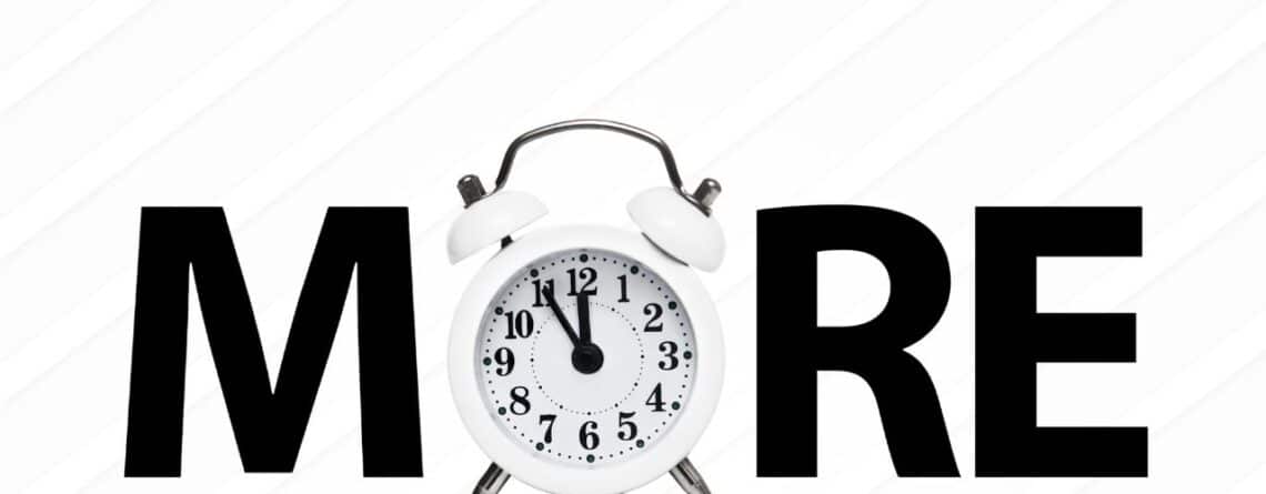 Alarm clock replacing the letter O in the word MORE under a banner reading PATENT LAW UPDATES.