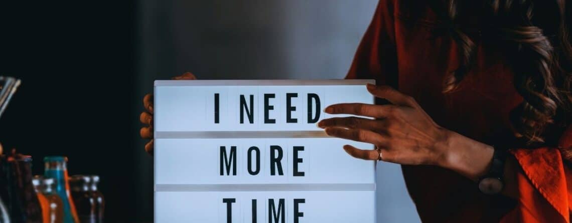 Lightbox sign reading “I need more time” used to illustrate patent term extension